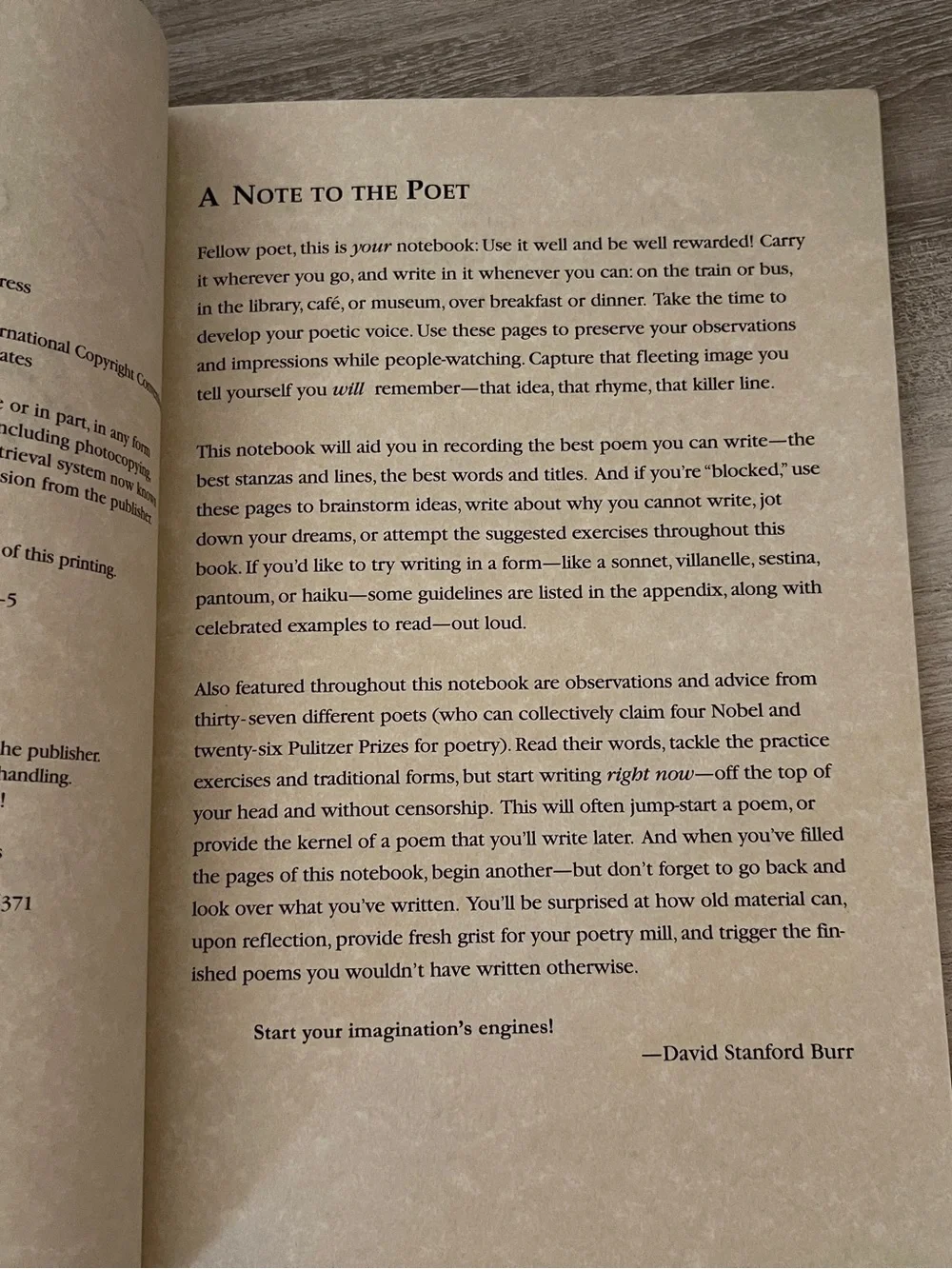 The Poets Notebook by David Stanford Burr 2000